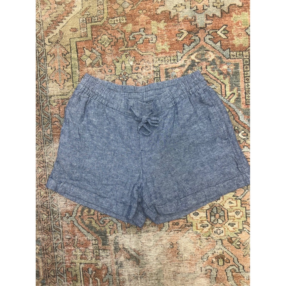 Old Navy Womens Blue Linen Blend Drawstring Shorts Medium Chambray Casual Summer